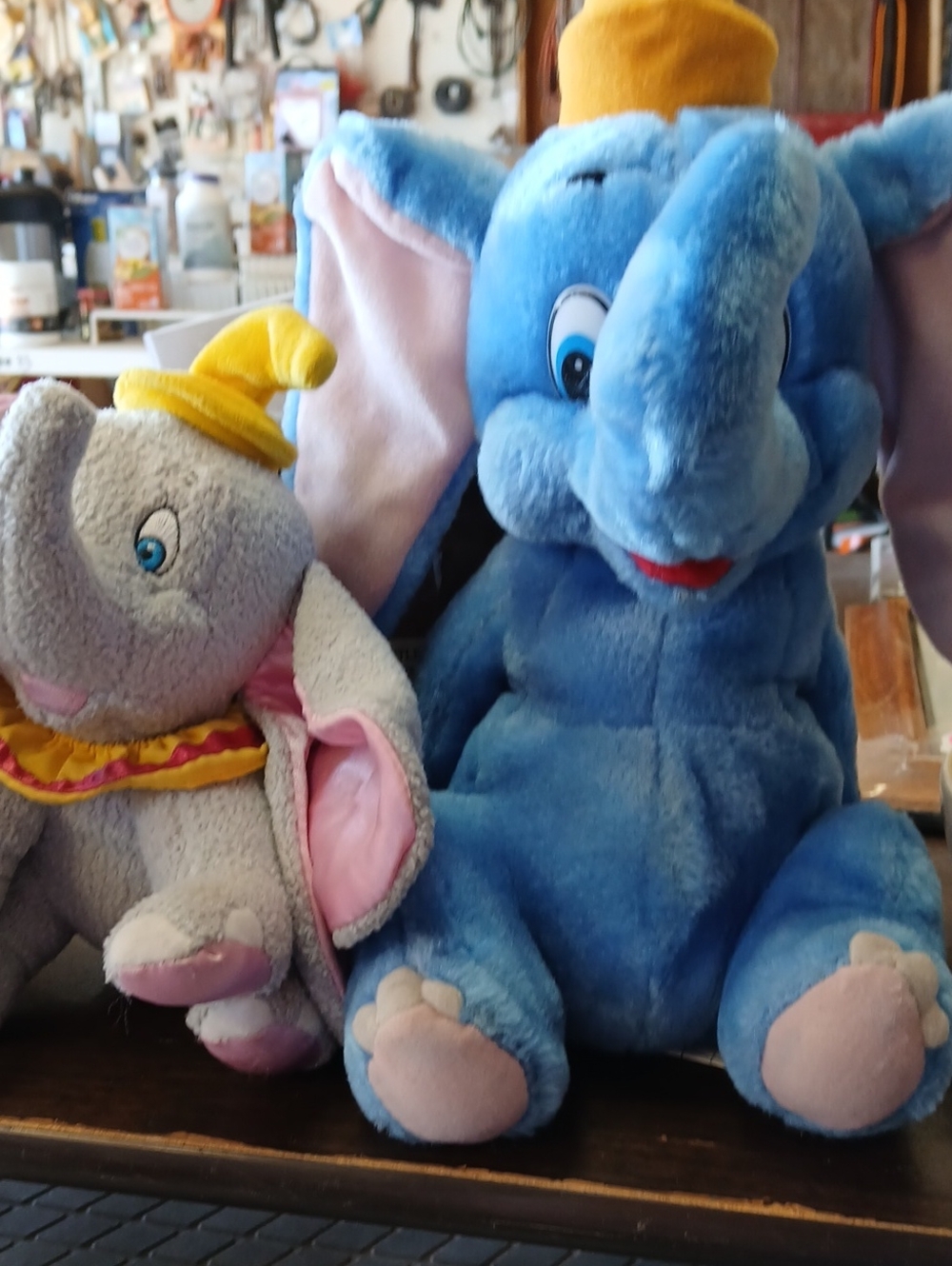 Blue Plush Elephant Stuffed Animal with Pink Accents